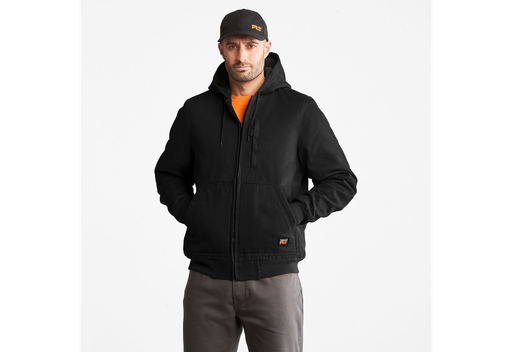 Timberland-Men's Gritman Lined, Black Hooded Canvas Jacket A1Vb4-015