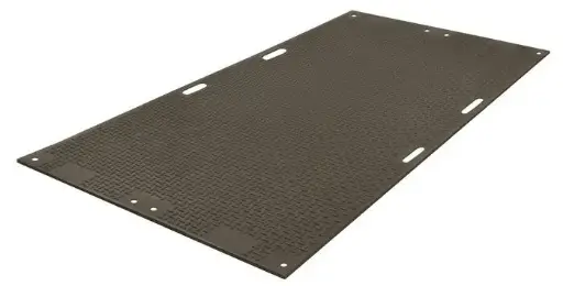 [VM48S1HH8] 4' x 8' VersaMAT® Ground Protection Mat, One Smooth Side, Hand Holes, 95 Ton Capacity, Black - VM48S1HH8 