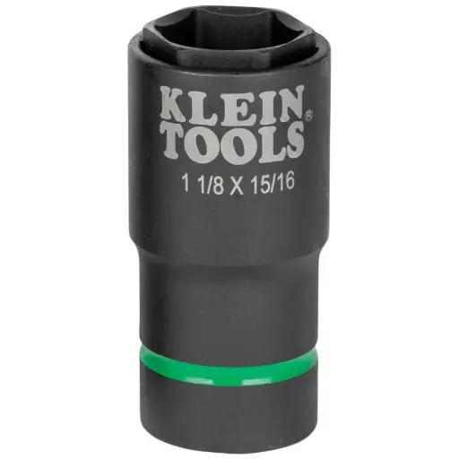 [66066] Klein 2-in-1 Impact Socket, 6-Point, 1-1/8 and 15/16-Inch 